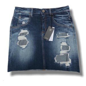 Guess Blue Jean Raw Hem Mini Skirt 28
